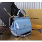 Authentic quality-Dolce Gabbana Medium Sicily Handbag in Polished calfskin-light blue