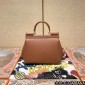 Authentic quality- Dolce Gabbana Medium Sicily Handbag in in Dauphine leather -Brown