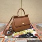 Authentic quality- Dolce Gabbana Medium Sicily Handbag in in Dauphine leather -Brown