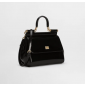 Authentic Quality- Dolce Gabbana Medium Sicily Handbag in Polished calfskin- Black
