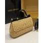 Authentic quality- Dolce Gabbana Elongated Sicily handbag in Raffia and python