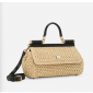 Authentic quality- Dolce Gabbana Elongated Sicily handbag in Raffia and python