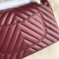 Chanel Medium Flap Handbag in V Lambskin-Dark red