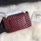 Chanel Medium Flap Handbag in V Lambskin-Dark red