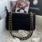 Chanel Medium Flap Handbag in Suede Deerskin-Black