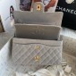 Chanel Medium Flap Handbag in Suede Deerskin-Grey