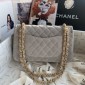 Chanel Medium Flap Handbag in Suede Deerskin-Grey