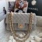 Chanel Medium Flap Handbag in Suede Deerskin-Grey