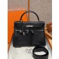 Hermes Kelly Lakis Pocket 28 / 32 in Swift Leather-Black