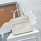 Hermes Kelly Lakis Pocket 28 / 32 in Swift Leather-Cream white