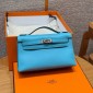 Hermes Kelly Pochette in Swift Leather-Blue de nord
