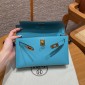 Hermes Kelly Pochette in Swift Leather-Blue de nord