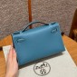 Hermes Kelly Pochette in Swift Leather-Blue jean