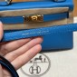 Hermes Mini Kelly Epsom leather-Blue frida