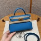 Hermes Mini Kelly Epsom leather-Blue frida