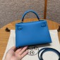 Hermes Mini Kelly Epsom leather-Blue frida