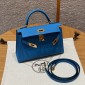 Hermes Mini Kelly Epsom leather-Blue frida