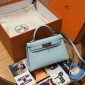 Hermes Mini Kelly Epsom leather-Blue zephyr