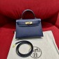 Hermes Mini Kelly Epsom leather-Blue saphir