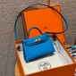 Hermes Mini Kelly Epsom leather-Blue frida
