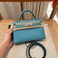 Hermes Mini Kelly Epsom leather-Blue de nord