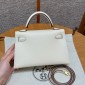 Hermes Mini Kelly Epsom leather-Cream white