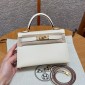 Hermes Mini Kelly Epsom leather-Cream white