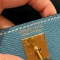 Hermes Mini Kelly Epsom leather-Blue jean