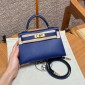 Hermes Mini Kelly Epsom leather-Blue electric