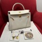 Hermes Kelly 32cm in Togo leather-Cream white