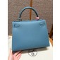 Hermes Kelly 25 / 28  in Epsom Leather-Blue jean