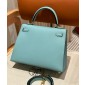 Hermes Kelly 25 / 28  in Epsom Leather-Blue atoll
