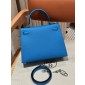 Hermes Kelly 25 / 28  in Epsom Leather-Blue frida
