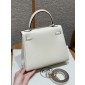 Hermes Kelly 25 / 28  in togo leather-Cream White