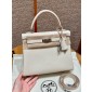Hermes Kelly 25 / 28  in togo leather-Cream White