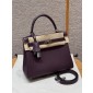 Hermes Kelly 25 / 28  in togo leather-Cassis