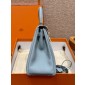 Hermes Kelly 25 / 28  in togo leather-Blue lin