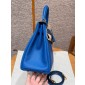 Hermes Kelly 25 / 28  in togo leather-Blue France