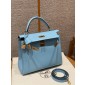Hermes Kelly 25 / 28  in Swift Leather-Celeste