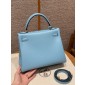 Hermes Kelly 25 / 28  in Swift Leather-Celeste