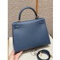 Hermes Kelly 25 / 28  in Epsom Leather-Blue agate