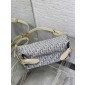 Dior Medium D-Journey Bag-Blue Dior Oblique Chambray with Raffia Effect  