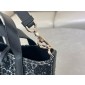 Small Dior Toujours Vertical Tote Bag-Black Tweed with White Cannage Motif